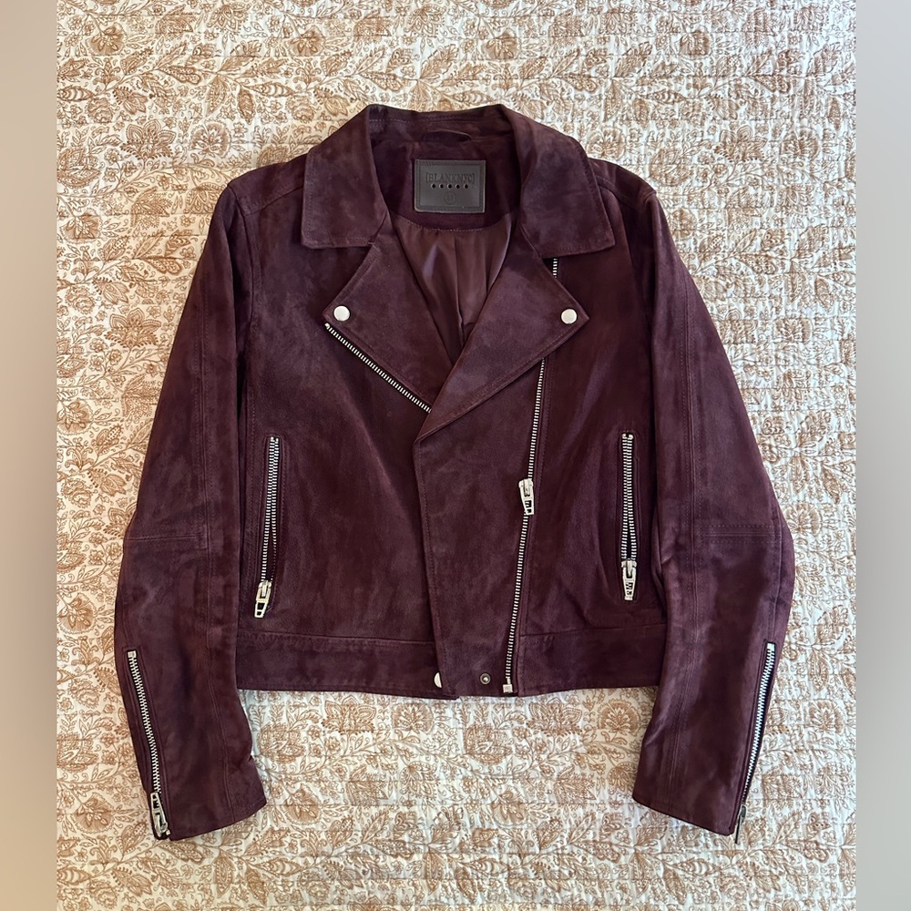 Blank NYC Burgundy Suede Moto Jacket